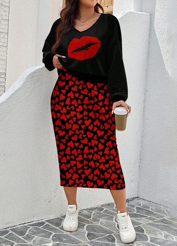 Чорний демісезонний комплект (сукня, світшот) SHEIN