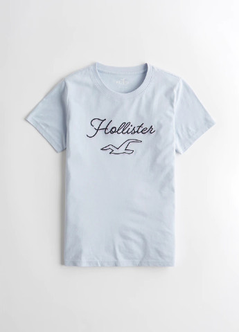 Блакитна літня футболка Hollister