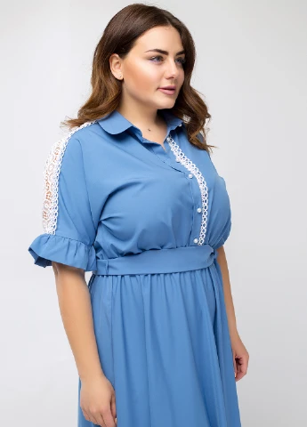Блакитна кежуал сукня сукня-сорочка, кльош Luzana однотонна