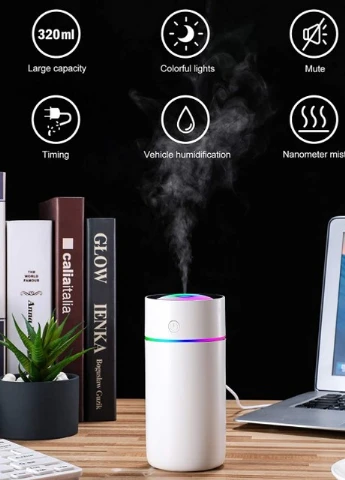 Міні USB зволожувач повітря для машини RGB 320мл, білий More (253850568)