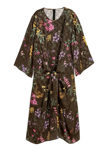 Оливкова (хакі) кежуал сукня H&M з квітковим принтом