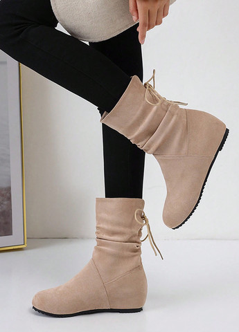 Осенние ботильоны SHEIN со шнуровкой тканевые