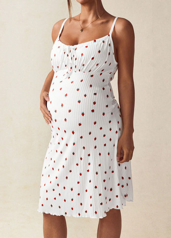 Білий кежуал сукня для вагітних сукня-комбінація SHEIN з малюнком