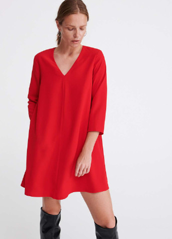 Красное кэжуал платье а-силуэт Reserved однотонное