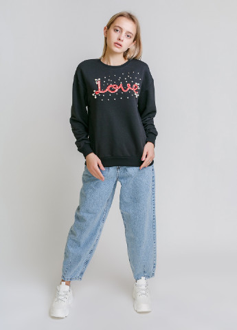 Світшот Love Madoc Jeans - крій напис чорний кежуал - (216875824)
