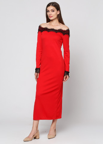 Красное вечернее платье макси Podium однотонное