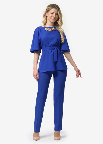 Синій літній комплект (блуза, штани) Lila Kass