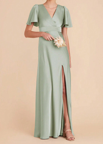 М'ятна вечірня сукня в стилі армпір SHEIN однотонна