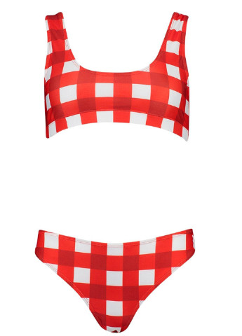 Червоний літній купальник (ліф, труси) роздільний, топ Boohoo