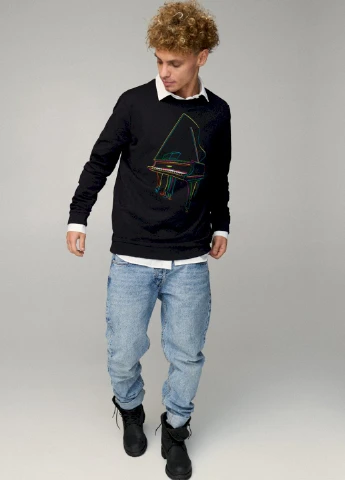 Чорний свитшот мужской oversize /no flis/ YAPPI малюнок (254557608)
