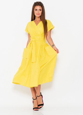 Желтое кэжуал платье клеш Issa однотонное