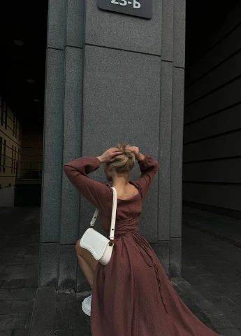 Коричнева кежуал сукня кльош Fashion однотонна