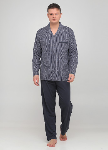 Пижама (рубашка, брюки) Calida рубашка + брюки рисунок серая домашняя хлопок