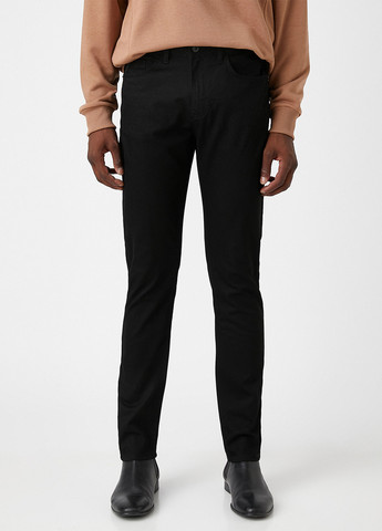 Черные кэжуал демисезонные зауженные брюки KOTON