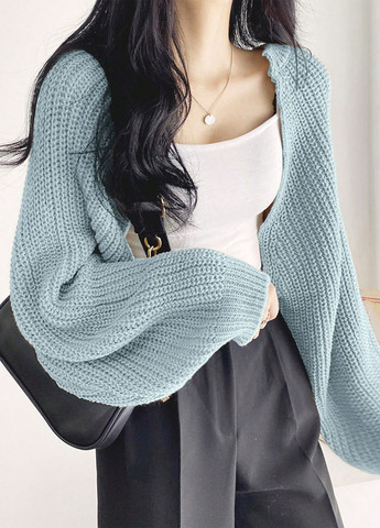 Голубой демисезонный кардиган SHEIN