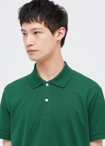 Зеленая футболка-поло для мужчин Uniqlo однотонная