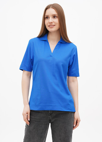 Женская синяя футболка поло No Brand однотонная
