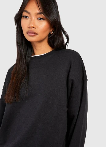 Черный свитшот Boohoo однотонный без декора (300466453)