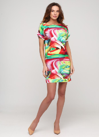 Комбинированное кэжуал платье с открытой спиной NikTan с абстрактным узором