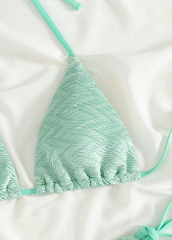 Мятный летний купальник (лиф, трусики) бикини, раздельный SHEIN