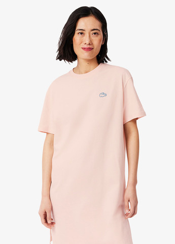Пудрова кежуал сукня сукня-футболка Lacoste з логотипом