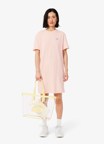 Пудрова кежуал сукня сукня-футболка Lacoste з логотипом