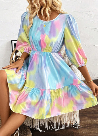 Комбінована кежуал сукня кльош SHEIN з абстрактним візерунком