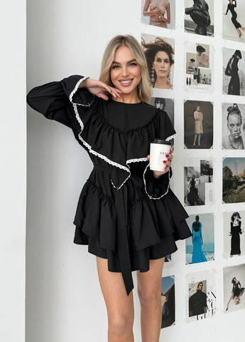 Чорна кежуал сукня а-силует No Brand однотонна