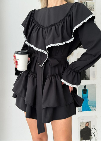 Чорна кежуал сукня а-силует No Brand однотонна