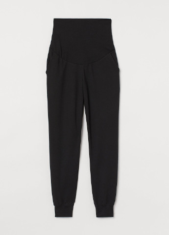 Штани для вагітних H&M джогери однотонні чорні кежуали бавовна, трикотаж