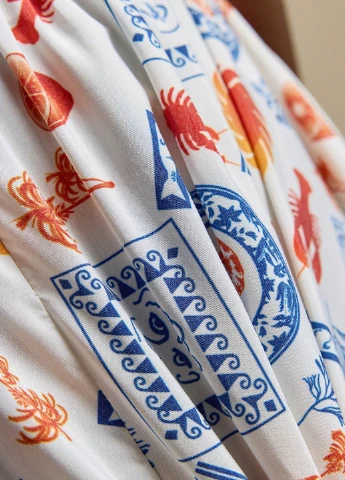 Комбинированное кэжуал платье клеш, с открытыми плечами, с открытой спиной SHEIN морская тематика