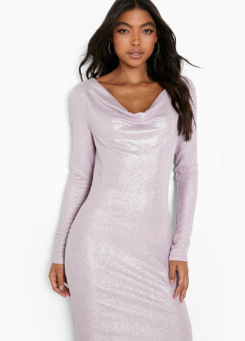 Светло-розовое коктейльное платье Boohoo однотонное