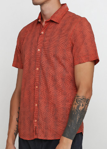 Терракотовая кэжуал рубашка с орнаментом AMATO