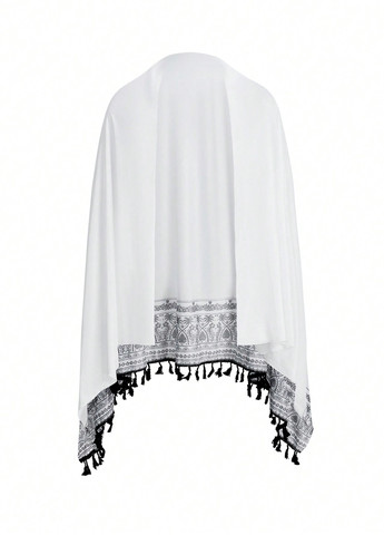 Чорно-білий літній комплект (купальний ліф, купальні трусики, накидка) топ, роздільний SHEIN