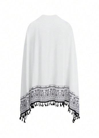 Чорно-білий літній комплект (купальний ліф, купальні трусики, накидка) топ, роздільний SHEIN