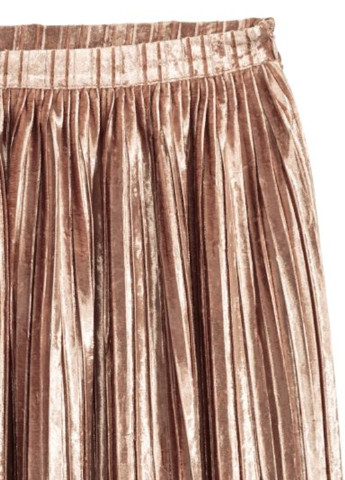Кофейная кэжуал однотонная юбка H&M плиссе