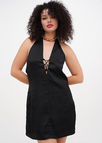 Черное вечернее платье с открытой спиной Cropp однотонное