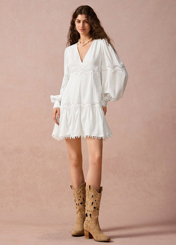 Білий кежуал сукня а-силует SHEIN однотонна