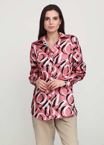 Темно-розовая кэжуал рубашка с абстрактным узором Normcore