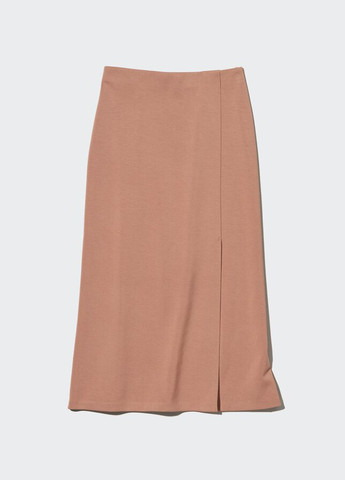 Коричневая кэжуал однотонная юбка Uniqlo а-силуэта (трапеция)