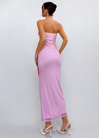 Лілова святковий, коктейльна, вечірня сукня силуетна, з відкритою спиною SHEIN з квітковим принтом