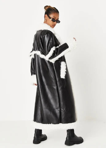 Чорне зимнє Пальто однобортне Missguided