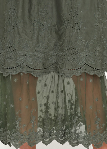 Оливковая (хаки) кэжуал с орнаментом юбка Moda in Italy миди