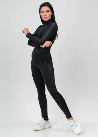Комбінезон Go Fitness комбінезон-брюки однотонний чорний спортивний поліестер, біфлекс