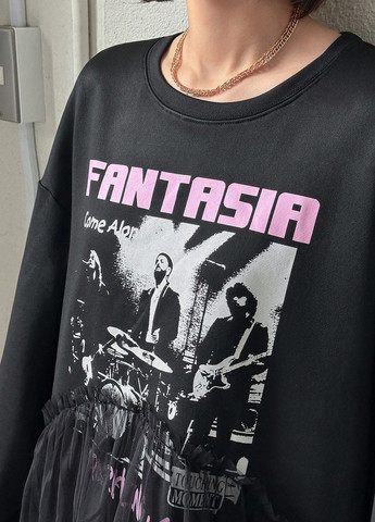 Чорна кежуал сукня сукня-світшот SHEIN з малюнком