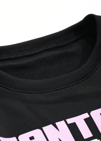 Чорна кежуал сукня сукня-світшот SHEIN з малюнком