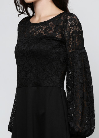Черное кэжуал платье с длинным рукавом Majaly однотонное