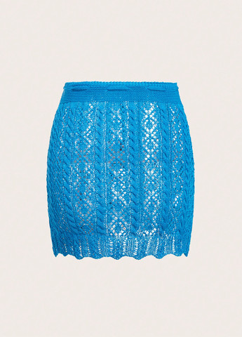 Голубая пляжный, кэжуал однотонная юбка SHEIN