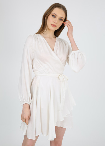 Белое кэжуал платье на запах Casalini однотонное