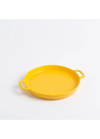 Блюдо з рифленим дном кругле 6743 22 см жовта No Brand (253627072)